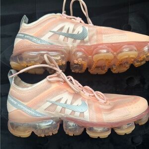 Nike Peach and Silver VaporMax Sneakers with Air Bubble Sole